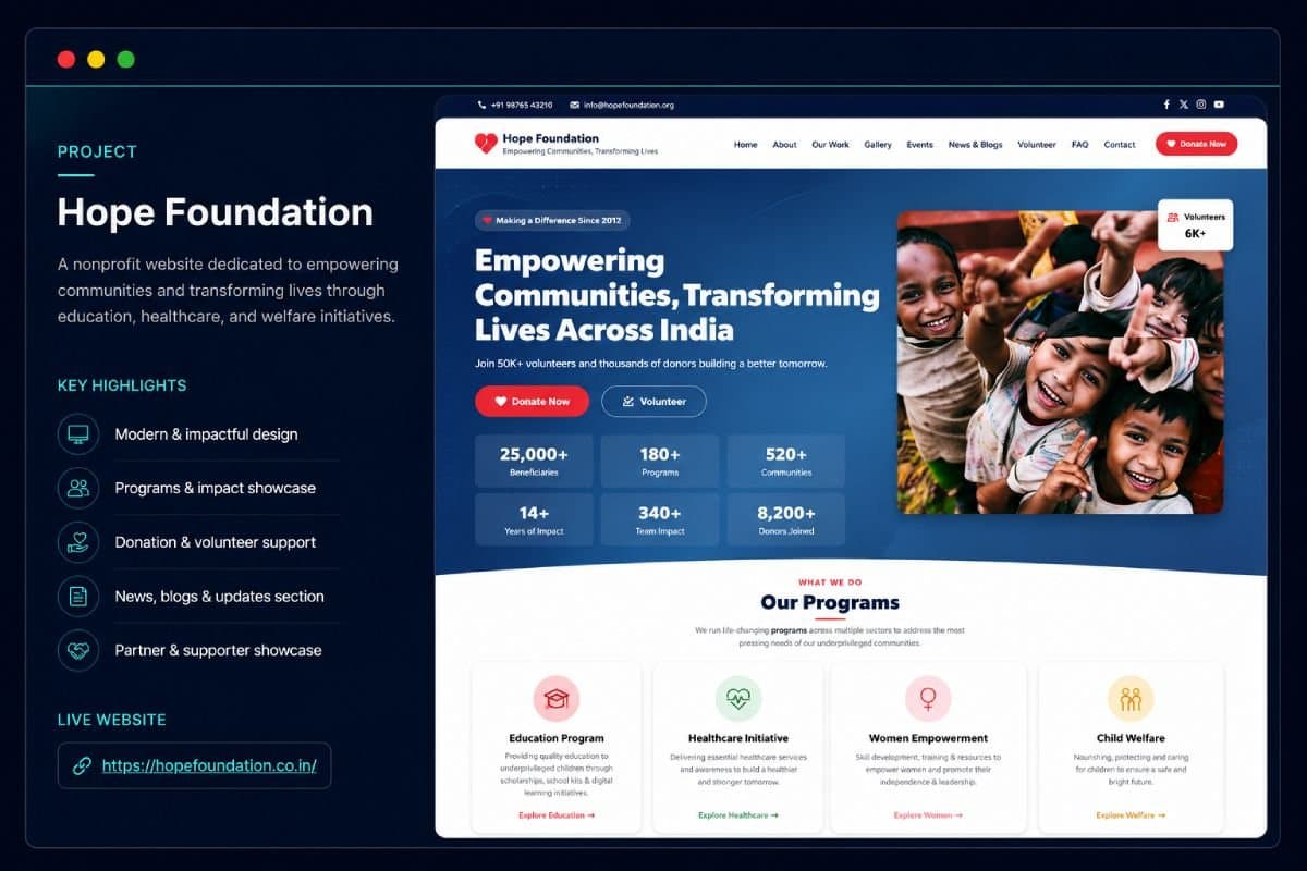 Hope Foundation NGO Website
