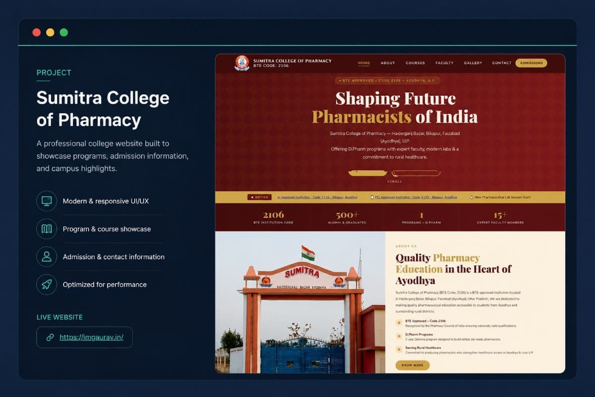 Sumitra College of Pharmacy Website
